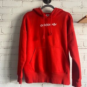 RED EMBROIDERED ADIDAS HOODIE